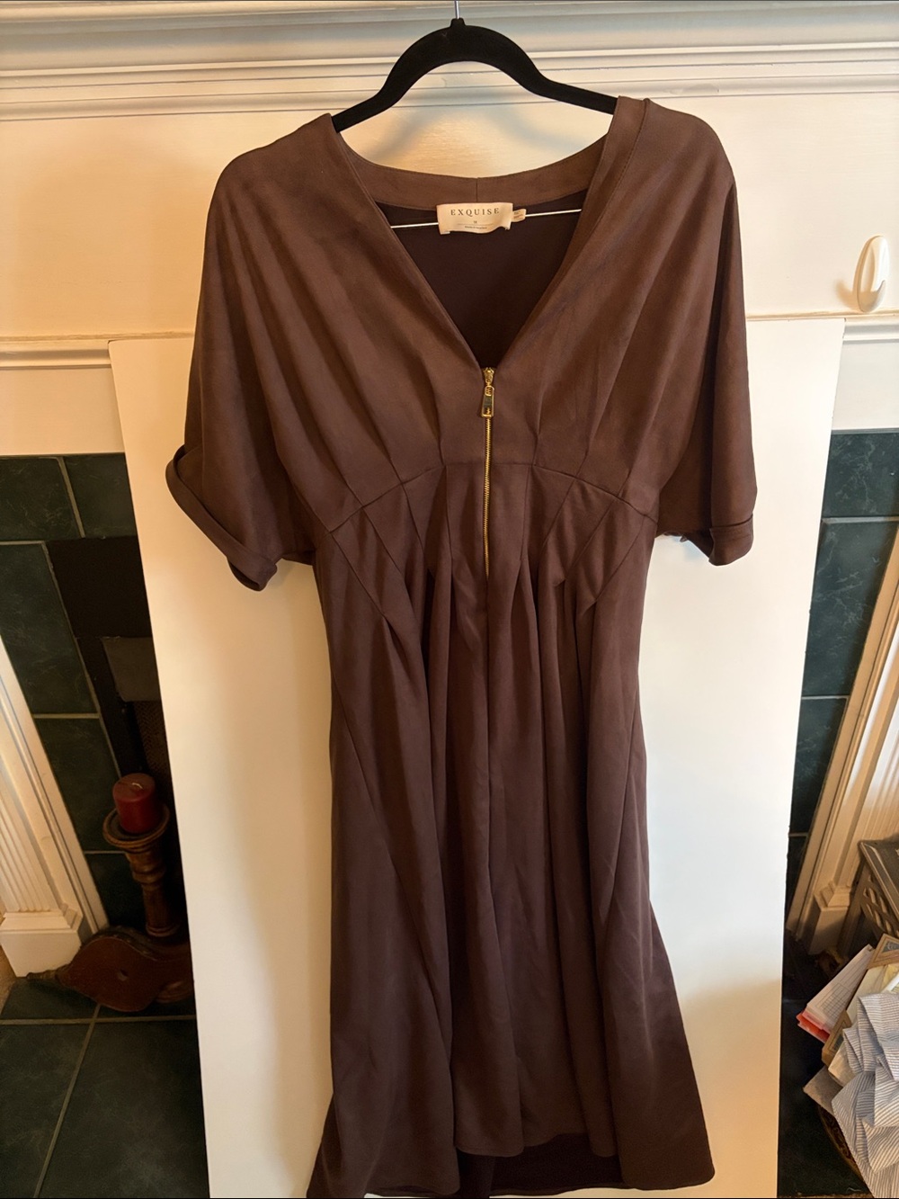 Exquise Brown Midi Dress with Front Zip Woman's size 1X